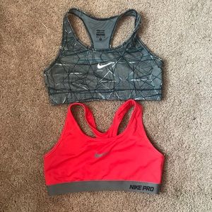 Two Nike Compression Sports Bras